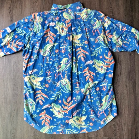 Ralph Lauren Hawaiian Button Down Shirt Mens 2XLT Blue Tropical Surfer Long Slv - Picture 4 of 9
